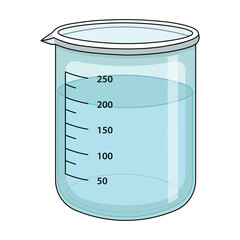 Laboratory Beaker Glass with Measurement Scale &ndash; 250ml Scientific Illustration