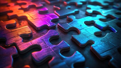 Close-up of many colorful puzzle pieces (1)