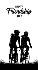Obraz premium Two Silhouetted Female Cyclists Riding Bikes Together