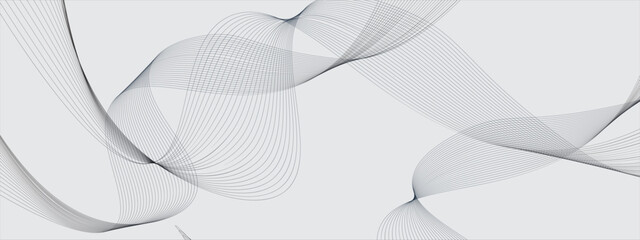 Minimal Abstract Wave Line Background with Smooth Curves on a Light Gray Gradient. Elegant Flowing Lines Design Perfect for Modern Web Templates, Technology Themes, Presentations,
