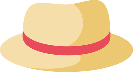 Straw hat. Essential accessory for sunny days. Flat graphic simple vector. Hand drawn vector illustration.