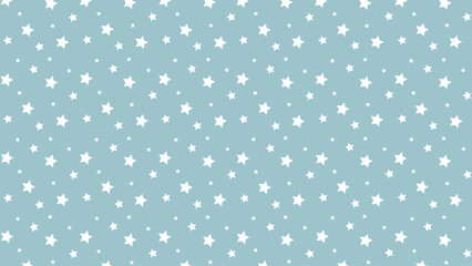 Cute seamless white star pattern on pastel blue background. Perfect vector for nursery decor, baby shower invitation, kids fabric, scrapbooking, wallpaper, wrapping paper, or celestial-themed design.