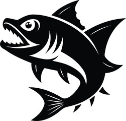 Obraz premium Fish vector illustration showing cartoon and silhouette styles with ocean and seafood theme design