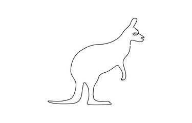Continuous single line drawing of kangaroo. Simple one line art vector,  Continuous Line Drawing of a Kangaroo Hopping, Continuous one simple single.