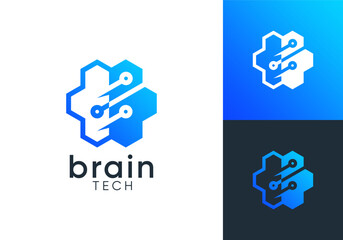 abstract brain logo design. neuron technology medical health vector design concept	

