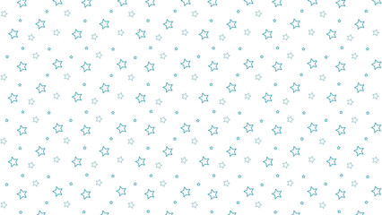 Seamless teal star outline pattern on white background. Ideal for kids designs, nursery decor, wrapping paper, baby shower themes, scrapbook projects, and celestial or space-inspired vector graphics.