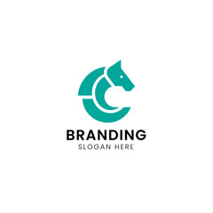 Simple Minimalist typography C  Horse symbolic logo