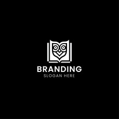 Simple Minimalist Book owl symbolic logo