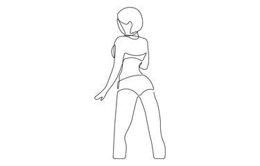 Woman body one single continuous line silhouette, Vector stock illustration isolated on white background, Elegant art. For posters, tattoos, lingerie store logos. Hand drawn.