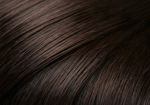 Close up dark brown hair texture