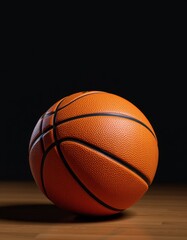 Obraz premium Basketball action indoor court sports equipment dramatic lighting close-up view athletic concept