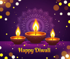 Diwali background with diya lamp