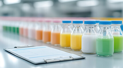 Milk Factory, A checklist for assessing milk quality on a clipboard in a dairy setting.