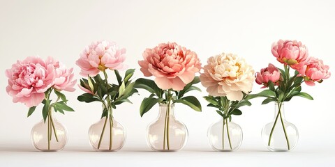 Fototapeta premium Delicate pink peonies in glass vases