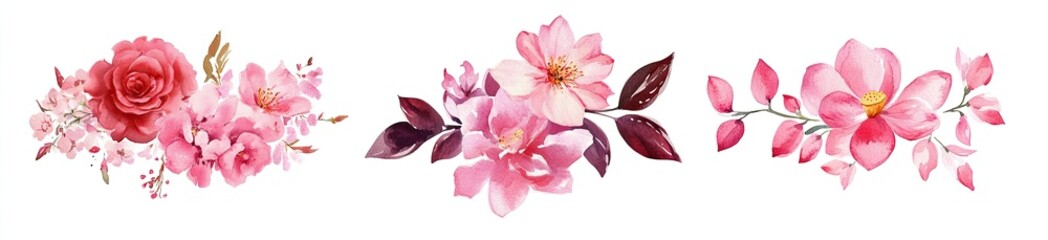 Naklejka premium Delicate floral arrangements in soft pinks and burgundy