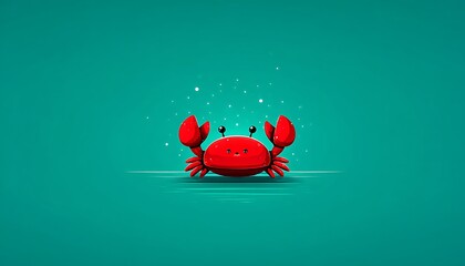 Cute crab illustration on teal background