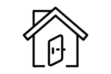Real Estate house key icon line art 