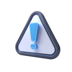 Attention warning sign exclamation point triangle icon safety hazard alert danger risk caution 3d render