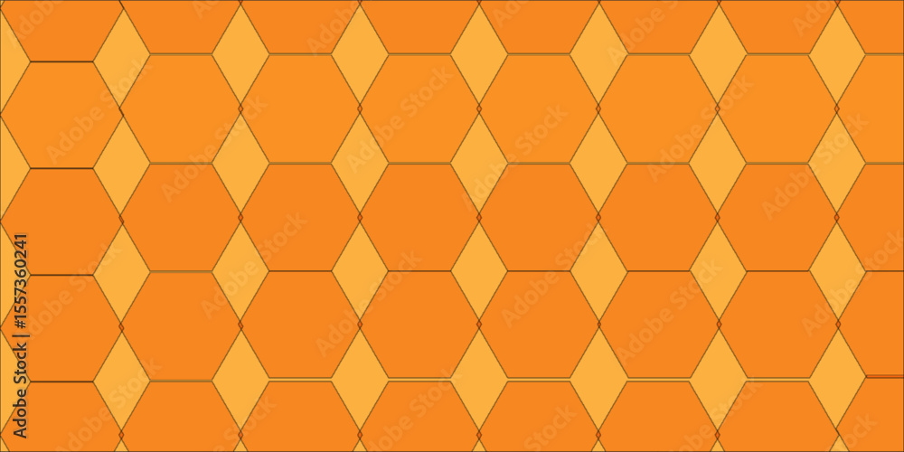 Poster abstract honeycomb pattern background with hexagonal shapes in yellow and orange tones, ideal for de