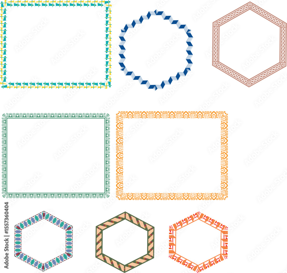 Poster various decorative frames arranged in a grid formation view