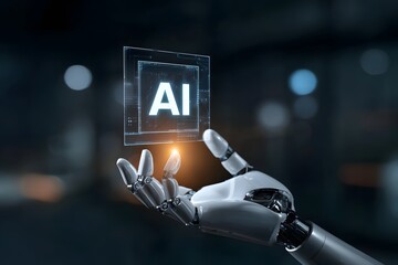 A hand holding a glowing icon representing generative AI, symbolizing the power of artificial intelligence