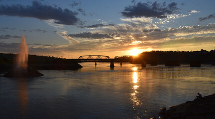 A sunset over the Saguenay River, Chicoutimi, Québec, Canada