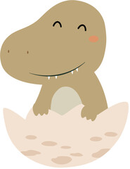 Fototapeta premium cute baby tyrannosaurus rex in egg shell hand drawn vector cartoon