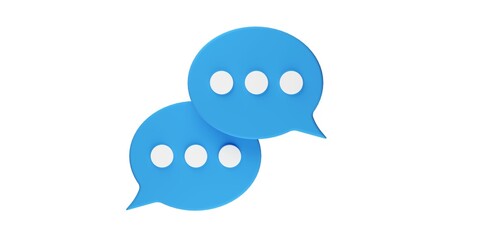 Two blue overlapping chat or messaging speech bubbles isolated on white background, communication concept