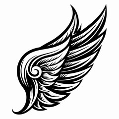 Intricate Black Feathered Wing Design for Tattoos and Graphics