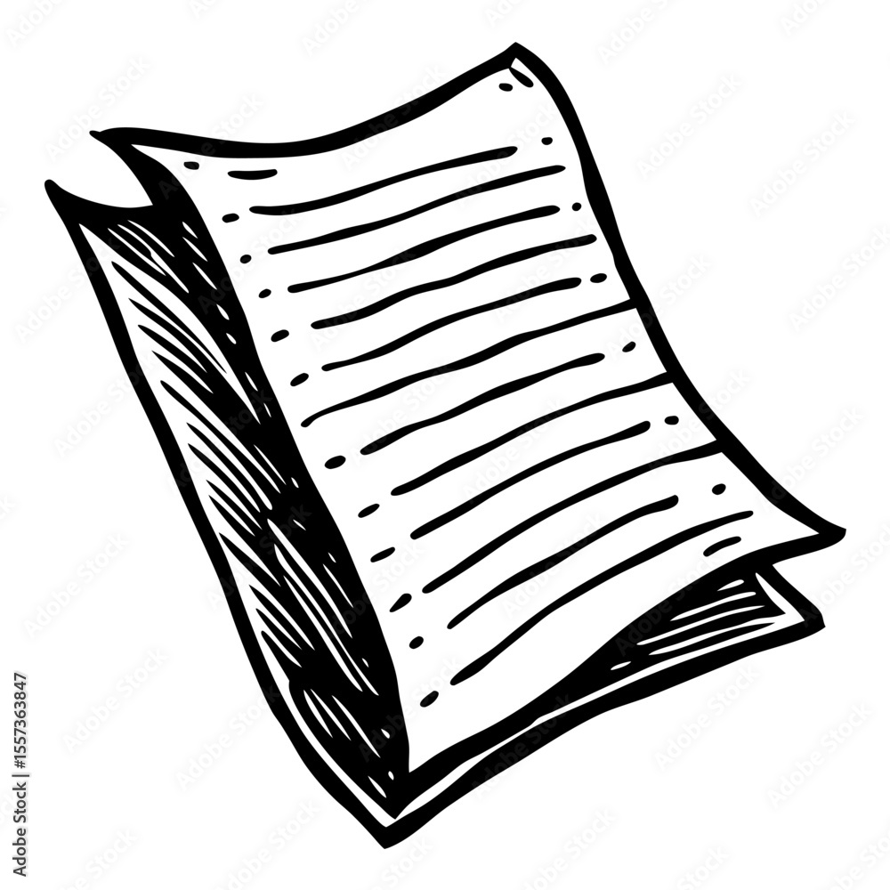 Poster hand drawn sheet of paper with text illustrations on white background