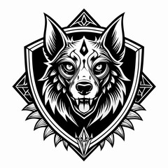 Fototapeta premium Intricate Wolf Emblem Design with Geometric Tribal Elements