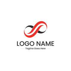 Vector art of abstract red and black infinity logo isolated on white background