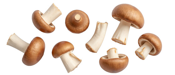 Fresh mushrooms brown sliced whole edible healthy organic culinary ingredients food