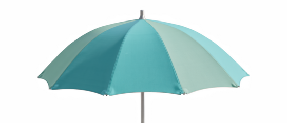 Bright and colorful beach umbrella with alternating shades of blue, perfect for sunny days at beach or poolside relaxation