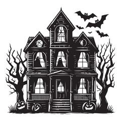Scary haunted house window, vector image