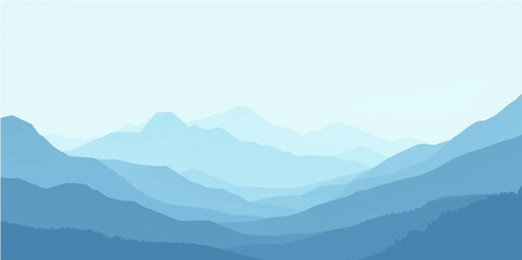 Fototapeta premium Misty mountain landscape with foggy hills and clouds at sunrise