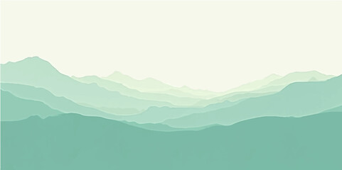 Peaceful green gradient hills with soft mist and modern eco tone for nature-inspired background