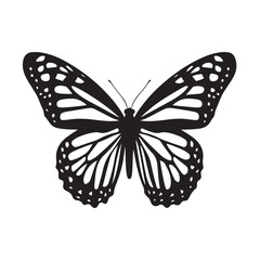 Fototapeta premium Monarch Butterfly silhouette, butterfly vector illustration, Elegant Butterfly Silhouette Icon for Design Projects, Creative black and white vector art.