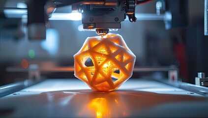 3D printer creating a geometric object
