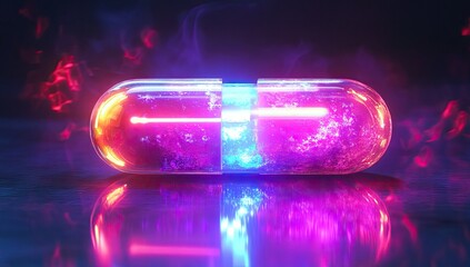 Neon-hued capsule with swirling interior