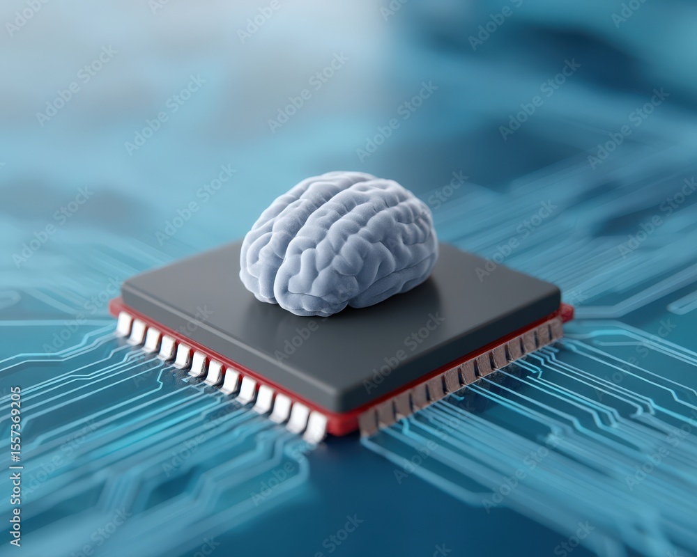 Poster neural processor visualizing credit system flows, ai manipulation of economy