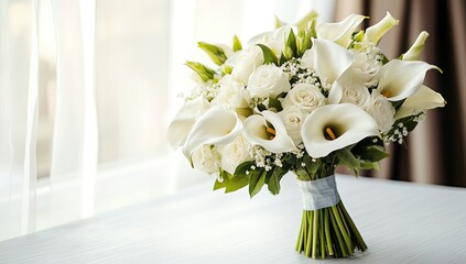 Luxurious white wedding bouquet