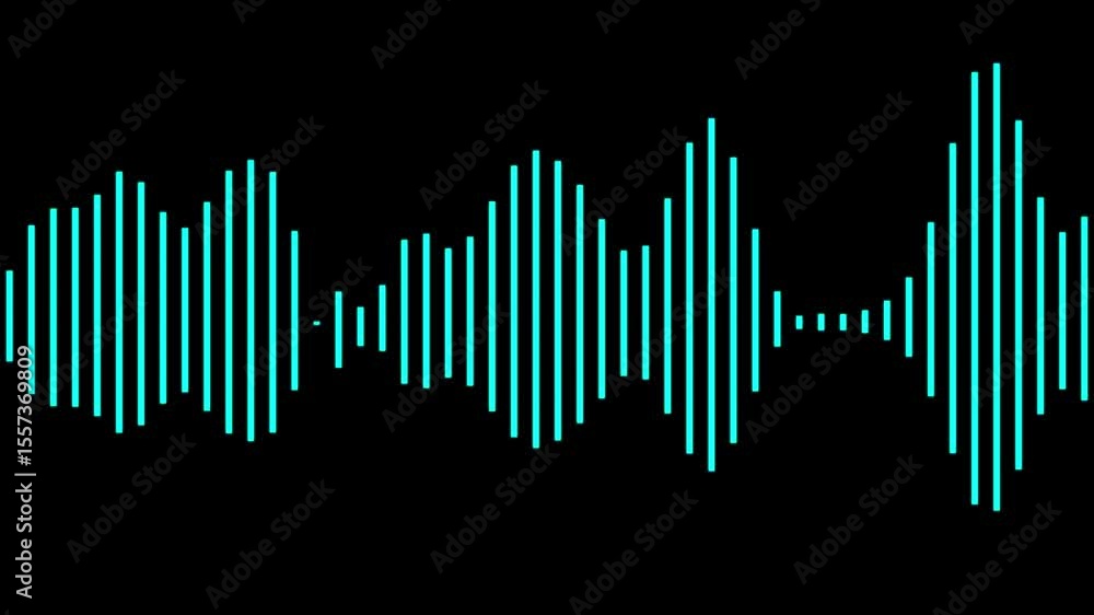 Leinwandbilder sound wave animation isolated on black background. audio waveform with frequency animated lines. abs