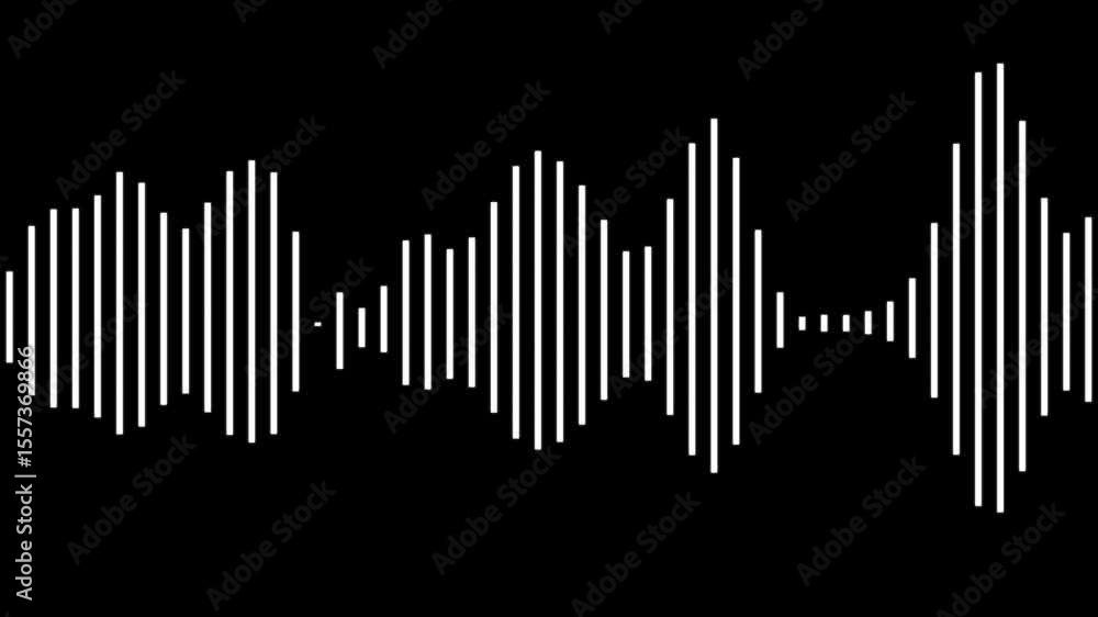 Leinwandbilder sound wave animation isolated on black background. audio waveform with frequency animated lines. abs