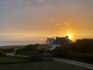 sunset over the village