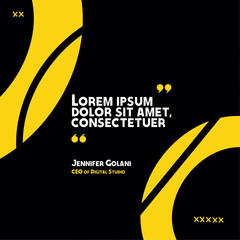 Modern graphic quote box template with abstract yellow design for digital content.