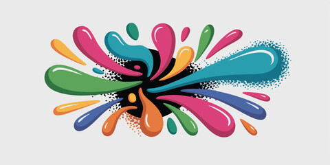 Obraz premium Colorful Illustration of Paint Splashes Around a Central Black Void on White