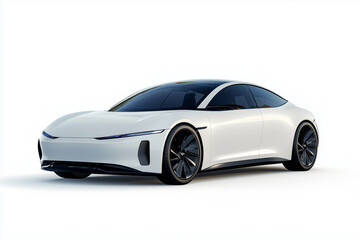 New silver luxury sports car, isolated on white, a fast 3D model of modern automobile transport