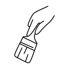 hand holding brush down line art