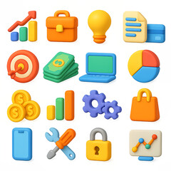 16 set collection of icons technology on PNG transparent background
